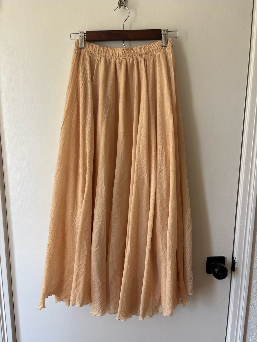 Amazon Peach A-Line Midi Skirt with Elastic Waist